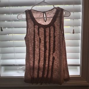 J. Crew tan tank with ruffles